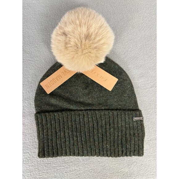 Steve Madden Accessories - Steve Madden Women's Marled Knit Pom Pom Beanie One Size Green New With Tag's